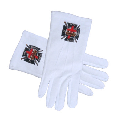 Masonic The Knights Of Templar Cotton Gloves - White (One Size Fits Most) For Freemasons. Masonic Regalia Formal Wear Clothing. Masonic Gloves for Freemasons.