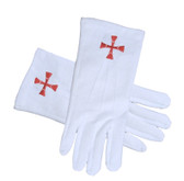 Masonic Order of the Red Cross Symbol Gloves Cotton - Knights Of Templar (One Size Fits Most) Formal Freemason Gloves. Masonic Regalia Clothing and Formal Attire. Masonic Gloves for Freemasons