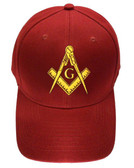Freemason's Baseball Cap - Dark Red Hat with Golden Standard Masonic Symbol - One Size Fits Most Adults. Freemason Merchandise, Clothing and Apparel.