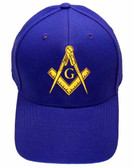 Freemason's Baseball Cap - Blue Hat with Golden Standard Masonic Symbol - One Size Fits Most Adults. Masonic Clothing, Apparel and Merchandise.