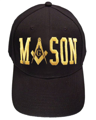 Black Mason Masonic Freemason Lodge Gold Letters Ball Cap Hat CAP961 TOPW 