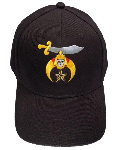 Shriner Emblem Black With Shadow Shriners Masonic Embroidered Cap Hat 
