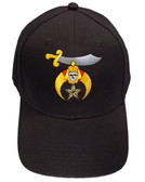 Shriner's Masonic Baseball Cap - Black Hat with Standard Shriners Freemason Symbol - One Size Fits Most. Freemason Clothing, Apparel and Merchandise