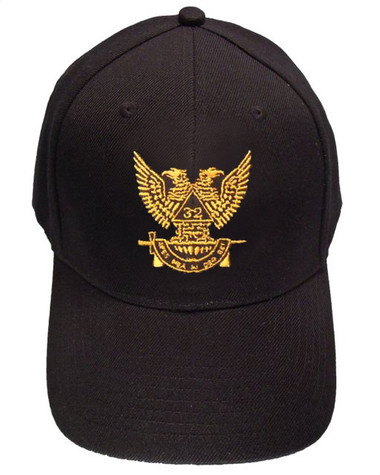 Masons Baseball Cap - Standard Scottish Rite Wings Up - Masonic Black Hat with 32nd degree Symbol - One Size Fits Most Cap for Freemasons
