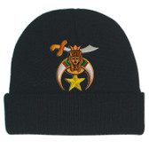 Shriner's Masonic Winter Hat - Black Beanie Cap with Standard Shriners Freemason Symbol - One Size Fits Most Adults