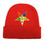 Order of the Eastern Star - Red Beanie Cap with Colorful Standard OES Symbol - Hat One Size Fits Most Adults. Freemason Merchandise.