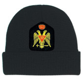 Masonic Cap Beanie hat - Standard Scottish Rite Wings DOWN with Red Crown - Masonic Black Winter Hat with 33rd degree Symbol - One Size Fits Most Cap for Freemasons