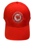 Masonic Baseball Cap - Red Hat with Red Heroines of Jericho Masonic Symbol - One Size Fits Most Adults. Freemason Merchandise, Clothing and Apparel.