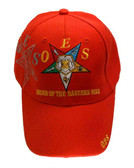 Order of the Eastern Star - Red Baseball Cap with Colorful Standard OES symbolism spread out on the side and front - Hat One Size Fits Most Adults