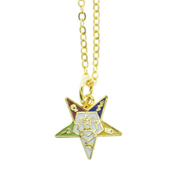 OES Dangling Pendant with Order of the Eastern Star Symbolism - Includes Chain Necklace