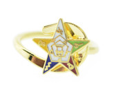 OES Gold-Plated Adjustable Ring with Order of the Eastern Star Symbolism Jewelry - One Size fits most. Eastern star rings for sale