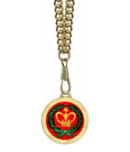 Amaranth OES Masonic Round Gold Color Rimmed Classic Style Pendant with Classic Symbolism - Red Logo - Includes Chain Necklace