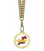 Knights of Templar Round Gold Color Rimmed Classic Style Pendant with Cross and Crown Symbolism - Includes Chain Necklace