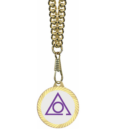 Circle of Perfection Masonic Round Gold Color Rimmed Classic Style Pendant with Standard Symbolism - Includes Chain Necklace