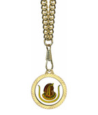 Daugthers of ISIS ... D.O.I Masonic Round Gold Color Rimmed Classic Style Pendant with Classic Egyptian Icon. Includes Chain Necklace. 