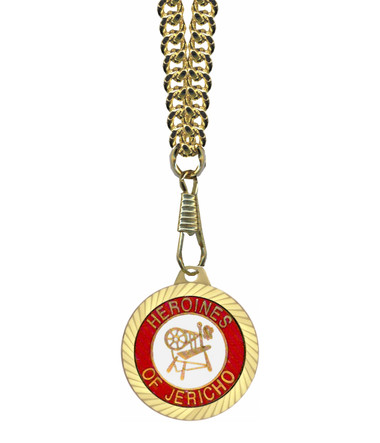 Heroines of Jericho Round Gold Color Rimmed Classic Style Pendant with Classic Symbolism - Includes Chain Necklace