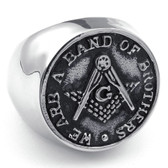 Freemason Ring / Masonic Rings Cheap - Steel Band - We are a band of brothers - Freemasonry Coin Style Design