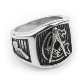 Freemason Ring / Mason Rings Cheap - Steel G Masonic Ring Emblem on Pinstripes