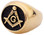 Gold Plated Freemasons Rings / Masonic lodge Rings - Chiseled Enamel and Steel Band for Masons. Freemason ring for sale gold