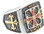 Knights of Templar Rings - Red Cross templar jewelry - In Hoc Signo Vinces - Duo Tone Colorful Steel Ring with Red Cross - Masonic / Free Mason Ring