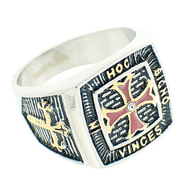 Knights of Templar Ring - Red Cross Center - In Hoc Signo Vinces - Duo ...