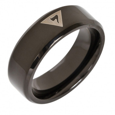 Scottish Rite Ring - Black Freemason 14th Degree Grand Elect Mason Symbol Ring - Steel Tungsten Band Masonic Rings for sale
