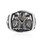 Scottish Rite Freemason Ring / Mason Ring - Stainless Steel Scottish Rite 32nd Degree Masonic Double Headed Eagle with sword, striped background and Grand Elect Freemason side logos. Masonic Jewelry..