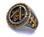 Duo Tone Gold Plated Steel Masonic Ring with Knights of Templar Crosses. Freemason Ring with etched symbols 