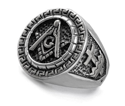 Stainless steel Masonic Ring with Knights of Templar Crosses. Freemason ...