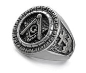 Stainless steel Masonic Ring with Knights of Templar Crosses. Freemason Ring with etched symbols . masonic rings for sale
