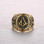 Masonic rings for sale Gold Color Freemason Ring - stainless steel with classic center design, pin stripes, etched tool symbols (Masonic Ring gold)