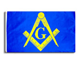 Masonic 3x5 Polyester Flag - With Blue Background and Yellow Freemasons Symbol 