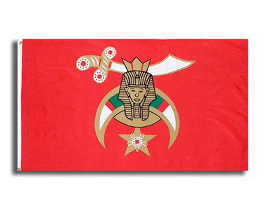 Masonic Shriner 3x5 Polyester Flag - With Red Background and Standard Freemasons Symbol 