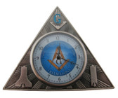 Freemason Gift - Mini Triangle Desk Clock - Masonic Symbolism on front and classic logos on back. Great Masonic gift.