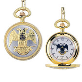 Scottish Rite Pocket Watch - Elegant Design with Gold Tone Steel 32nd Degree Masonic Order Symbol