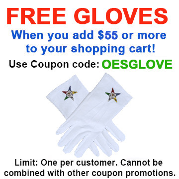 FREE with $55 or more! Coupon Code: OESGLOVE - Get (1) Pair of OES Classic Star Face Cotton Gloves - White (One Size Fits Most) - Order of the Eastern Star 