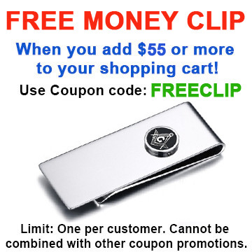 FREE with $55 or more! Coupon Code: FREECLIP - Get (1) Masonic Money Clip - Stainless Steel with Classic Standard Freemasons Button Symbol - Silver ...