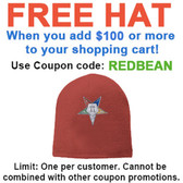FREE hat with over $100 - Use coupon code REDBEAN - Order of the Eastern Star - Red Beanie Cap with Colorful Standard OES Symbol - Hat One Size Fits Most Adults. 