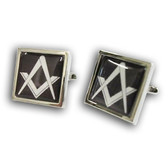 Freemason Cufflinks - SIlver Color with Standard Freemasons Symbol on Black. Freemason Regalia Merchandise for the Lodge