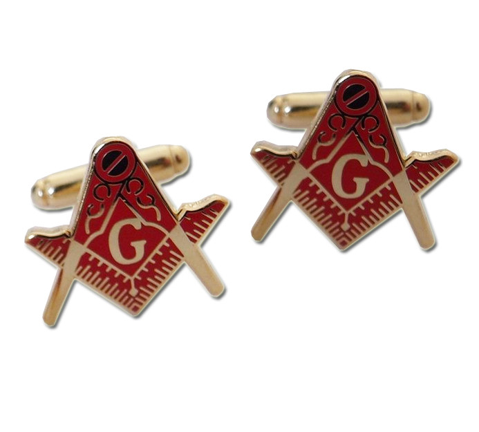 Mason Cufflinks - Red Masonic Emblem on Gold Color with Standard Freemasons  Symbol. Freemason Regalia Merchandise for Masonic Lodge - Mason Zone