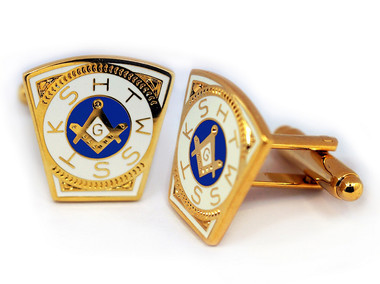 Masonic Cufflinks - Gold Tone Steel Masonic Keystone Standard Cufflinks For Freemasons - Mark Master. Freemason Regalia Merchandise for the Lodge