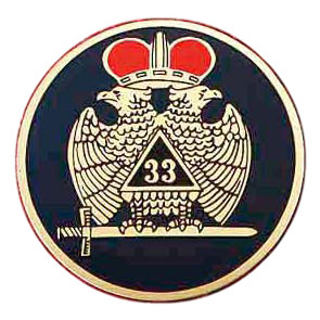 Masonic Car Emblem Decal / Scottish Rite 33rd Degree Scottish Wings Down - Red Crowned Bald eagles with black background for Freemasons