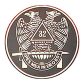 Freemasons Car Emblem Decal / Scottish Rite 32nd Degree Scottish Wings Down Bald eagles. Masonic bumper decal with black background for Freemasons