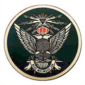 Masonic Car Decal Emblem / Scottish Rite 33rd Degree Scottish Wings Up - Red Crowned Bald eagles with black background for Freemasons.