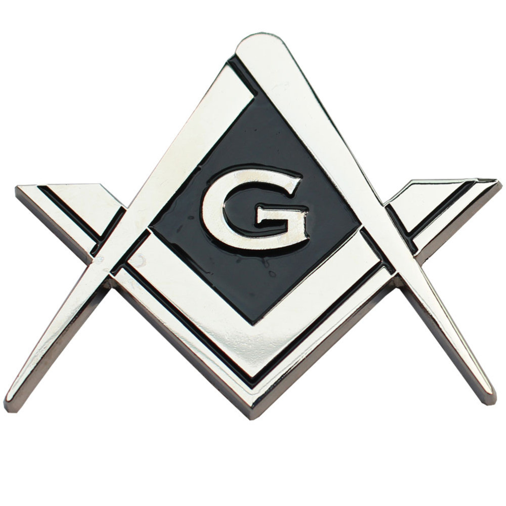 2 Pack 2.75 Chrome Plated Masonic Car Emblem Mason Square and Compasses Auto Truck Motorcycle Decal Gift Accessories 