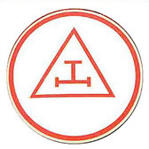 Masonic Car Emblem / Red Royal Arch symbol. Triple Tau Masonic car bumper decal with white background for Freemasons 