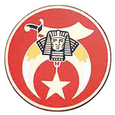 Freemasons Car Emblem / Masonic Shriners symbol. Freemasons car bumper decal with red background for Freemasons