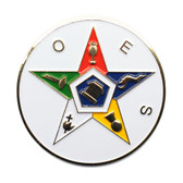 Order of the Eastern Star Car Bumper Decal - Masonic Car Emblem for OES with White Solid Disc Background. 