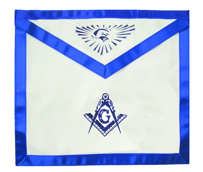 Master Mason Masonic Blue Lodge White & Blue Duck Cloth Apron For Freemasons.  Bold Compass, Square & All Seeing Eye. Masonic Lodge Regalia and Apparel  Merchandise - Mason Zone