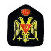 Masonic Patch Scottish Rite Wings Down 33rd Degree for Freemasons - Classic Double Headed Eagle with Crown